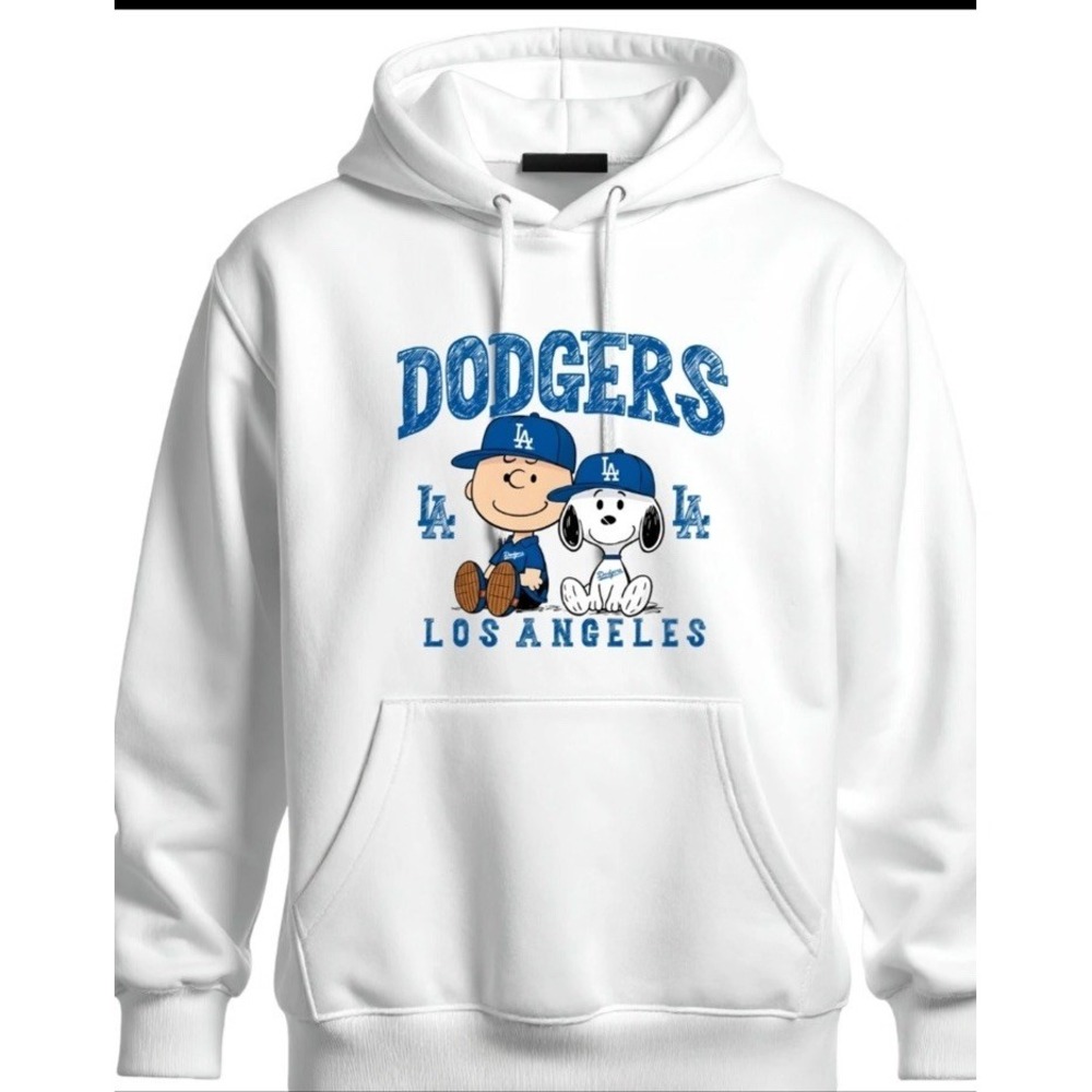 L.A. Dodgers Peanuts Snoopy‎ Charlie Brown White Hoodie Unisex Small